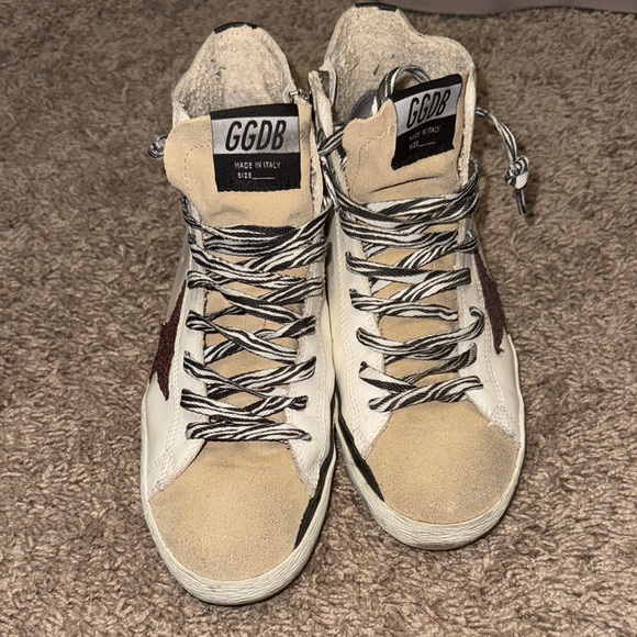 Golden Goose Shoes - Golden Goose High-Top Sneakers - White and Tan